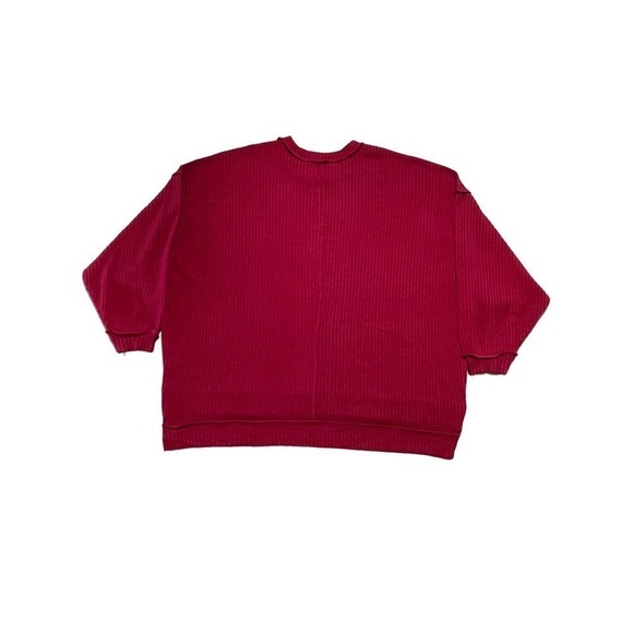 Women's Zenana waffle knit oversized/dolman style sweater. Red. Size S/M - Picture 5 of 6